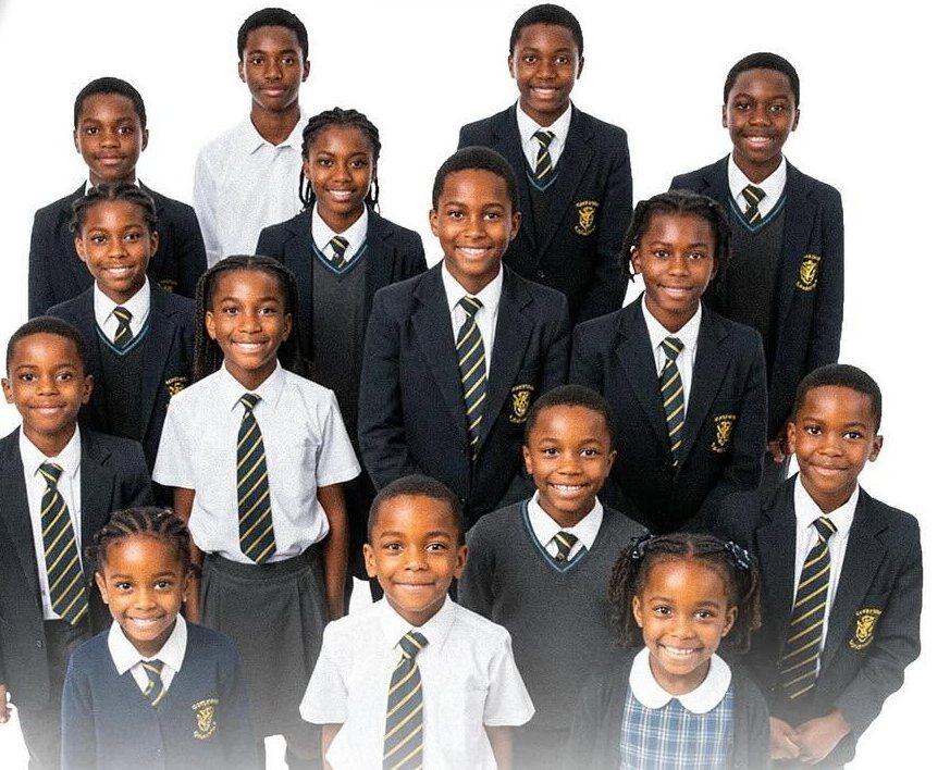 Smiling Zimbabwean school children in uniform