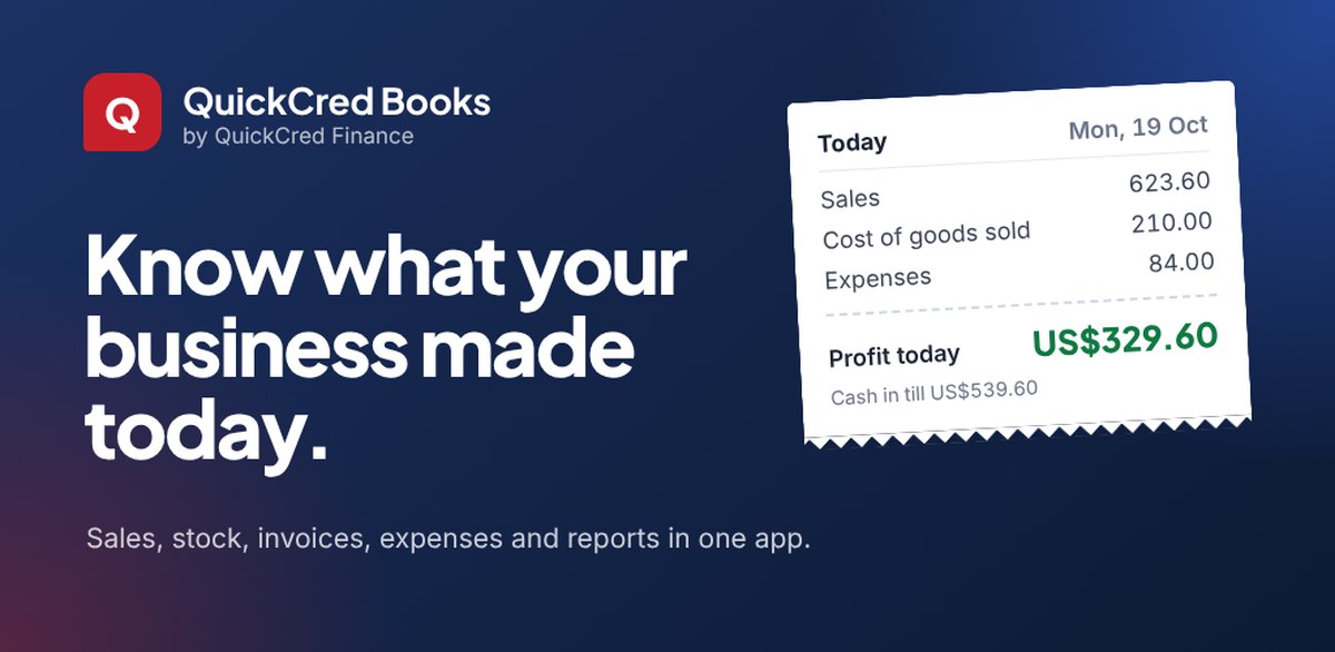 QuickCred Books — know what your business made today